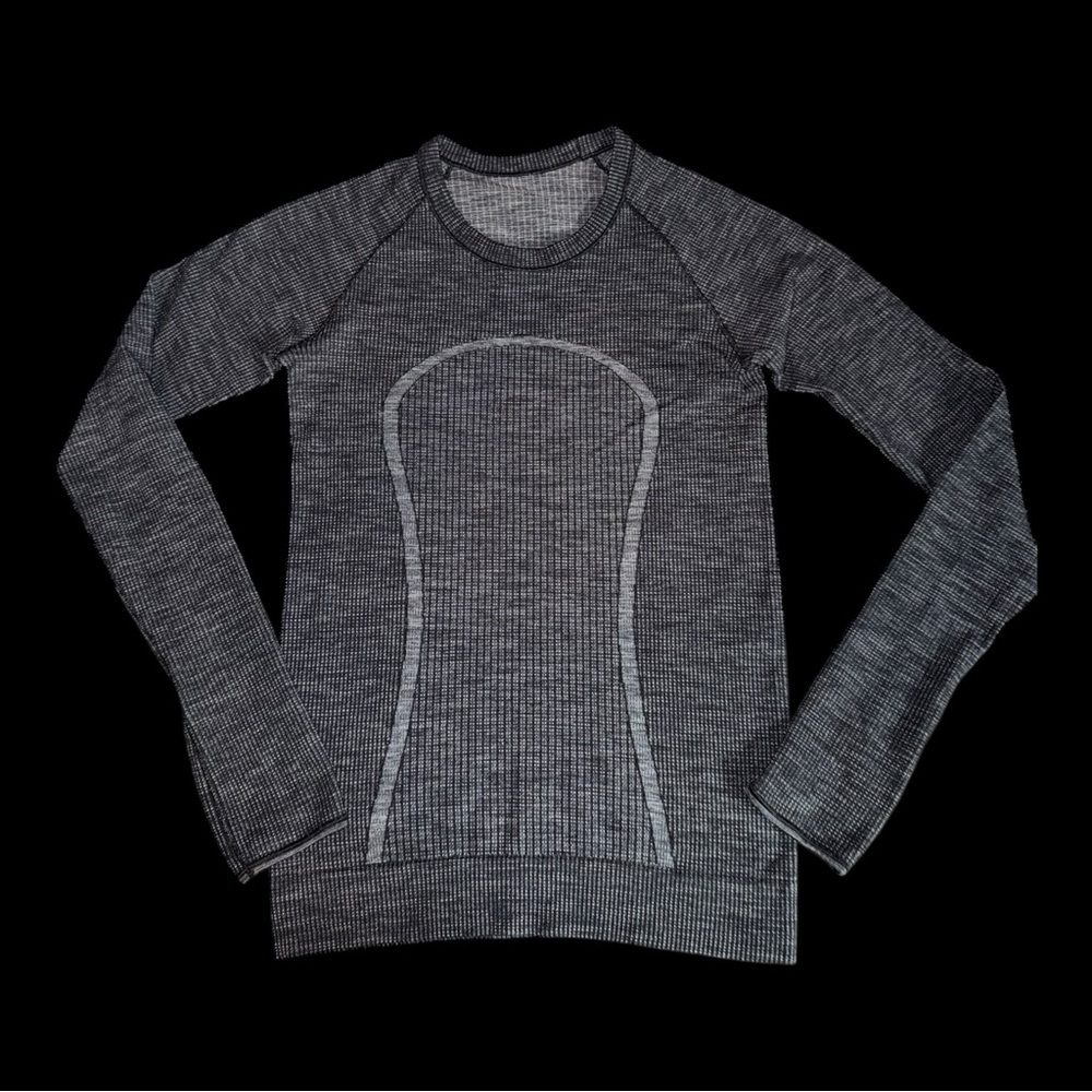 Lululemon Swiftly Tech Long Sleeve Shirt gray and black Sz Nst